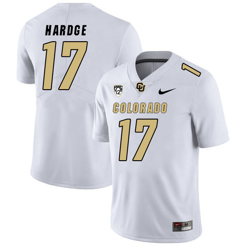 Men #17 Isaiah Hardge Colorado Buffaloes College Football Jerseys Stitched Sale-White - Click Image to Close